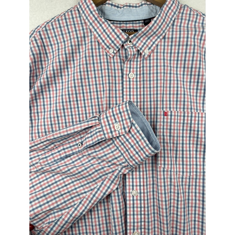 IZODโ Button Down Shirt Mens 4XB Plaid Big and Tall Preppy